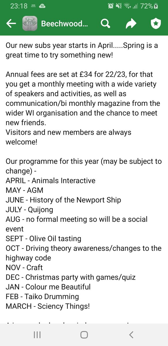 Please email beechwoodwi@hotmail.com for further information.