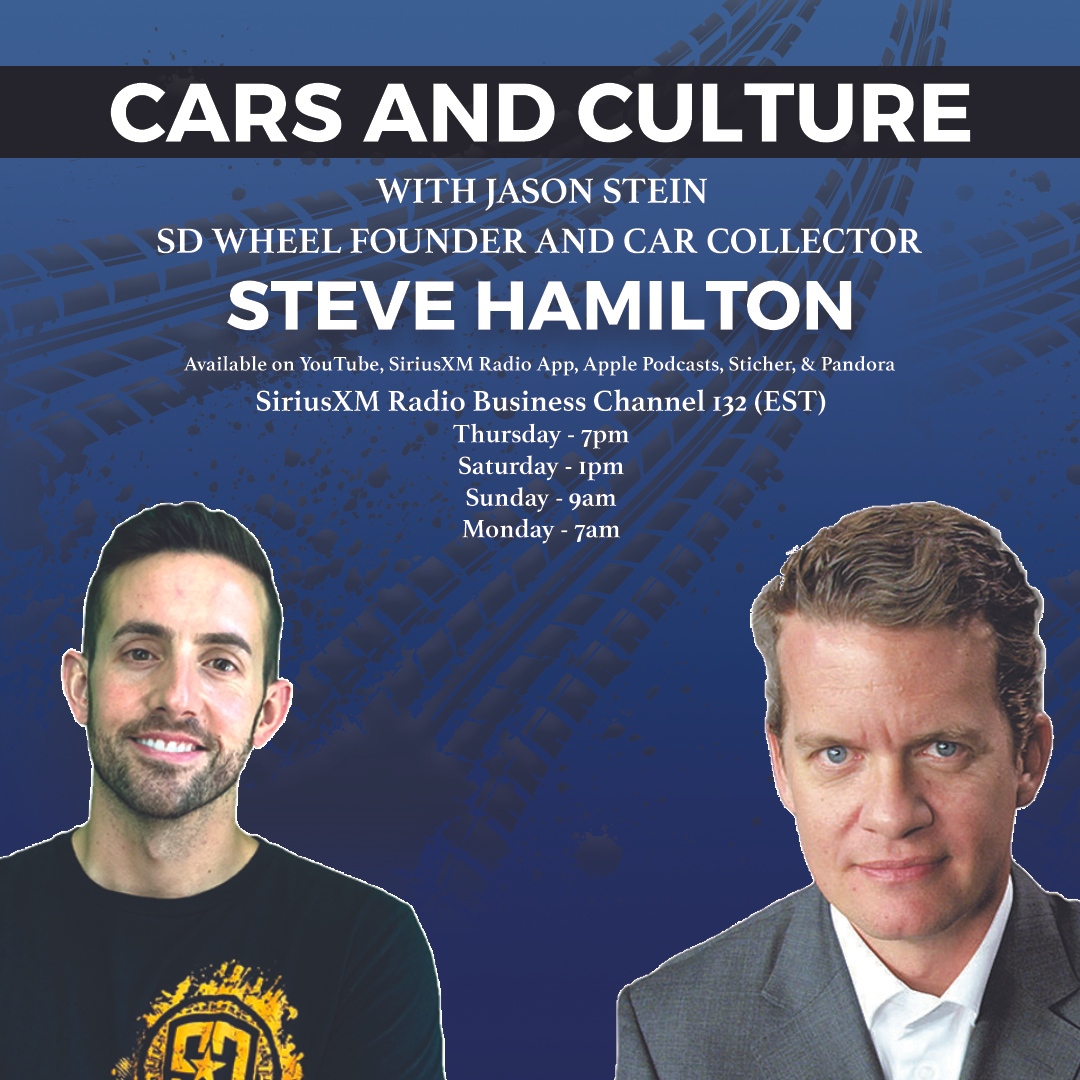 CarsAndCulture's tweet photo. LIVE IN 30! Tune in on SiriusXM business channel 132, our YouTube channel, or any podcast platform tonight at 7 pm EST to listen to our interview with Steve Hamilton, founder of SD Wheel📻! #CarsAndCulture #SteveHamilton #JasonStein https://t.co/eh3uD0imj5