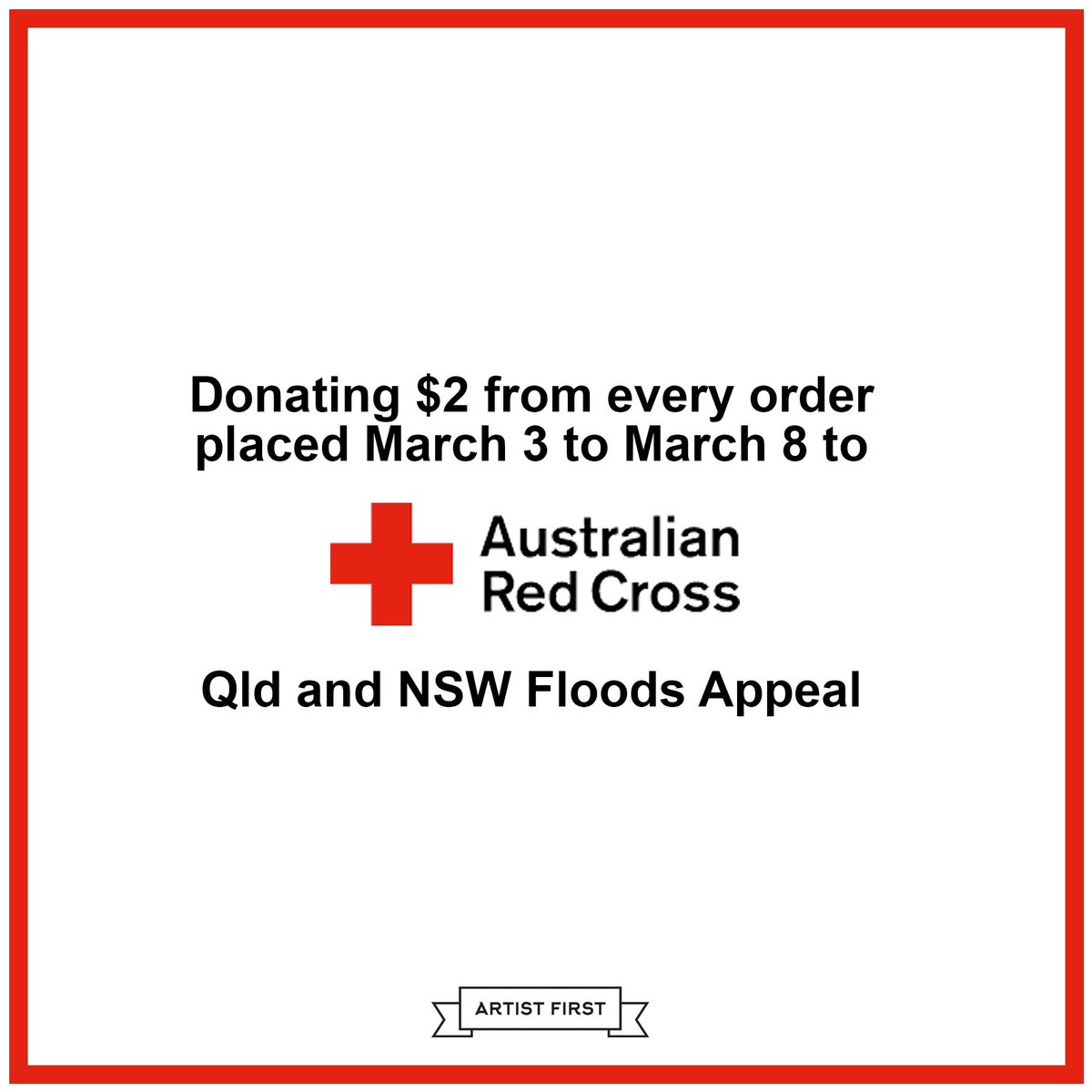 Sending so much love from a distance to our friends and fans in south east QLD and Northern Rivers NSW. Every merch order for the next few days will have $2 donated to help flood victims. ❤️ You can grab some of our sexy merch here >>> artistfirst.com.au/collections/me…