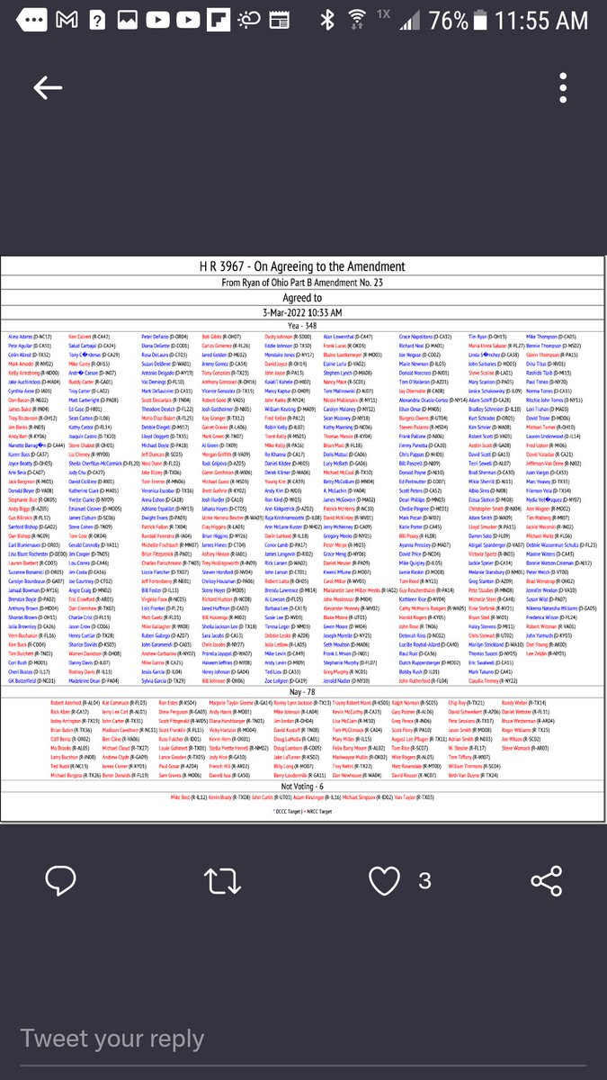 MustangPrecious's tweet photo. @NoLieWithBTC The nays are listed at the bottom. #VoteBlueToEndThisNightmare 
Shame on these people! https://t.co/l2c5tK7oeG