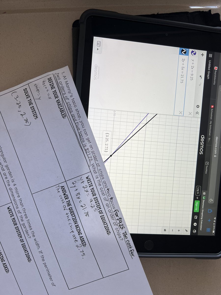MsBrown_219's tweet photo. I never cease to be impressed with my 8th grade crew - problem solving with systems of equations! https://t.co/ZzDvtc1qnR