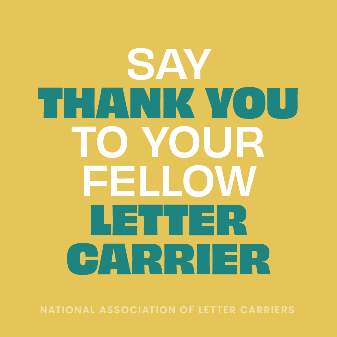 Give a great big public THANK YOU to one of your fellow letter carriers. Tell us who you'd like to thank, the branch, a photo, and why via email at social@nalc.org. There's a chance your fellow letter carrier will be featured on our social media #MemberMonday series.
