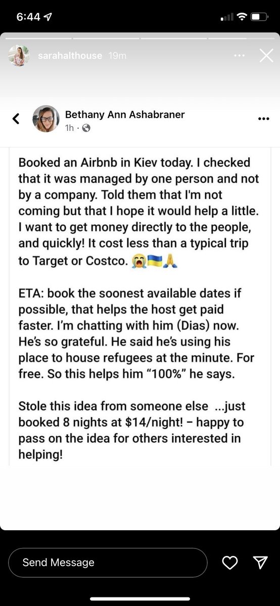 BRILLIANT idea to help <a href="/Airbnb/">Airbnb</a> hosts in Ukraine! I just booked a place for the weekend. I don’t plan to stay. But hopefully the money will help the host and goes to him directly. 🇺🇦