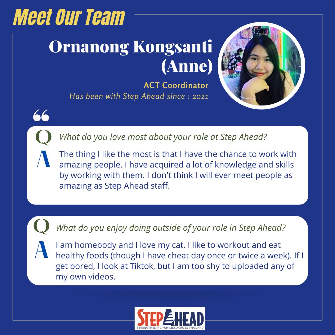 Anne has been working with us for a year now and is pioneering a new role as co-ordinator for ACT (Alternative Care Thailand).  She is a sweet and gently person who is making a great impact.
