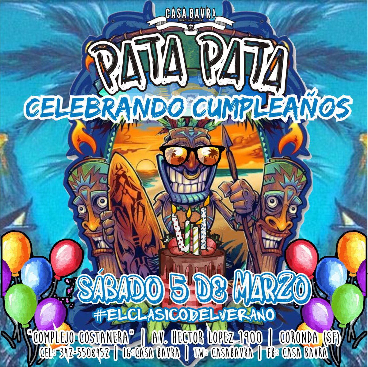 CasaBavra's tweet photo. El penúltimo pata de la temporada se festeja este sábado en el #ComplejoCostanera 👣 con los cumples del mes #Febrero #CasaBavra
Este #Sabado5 la casa nos regala otra noche en la playa. Hace tu lista con tu promotor de confianza 📲 y nosotros nos encargamos del resto   🏖 https://t.co/9P9uulE6e4