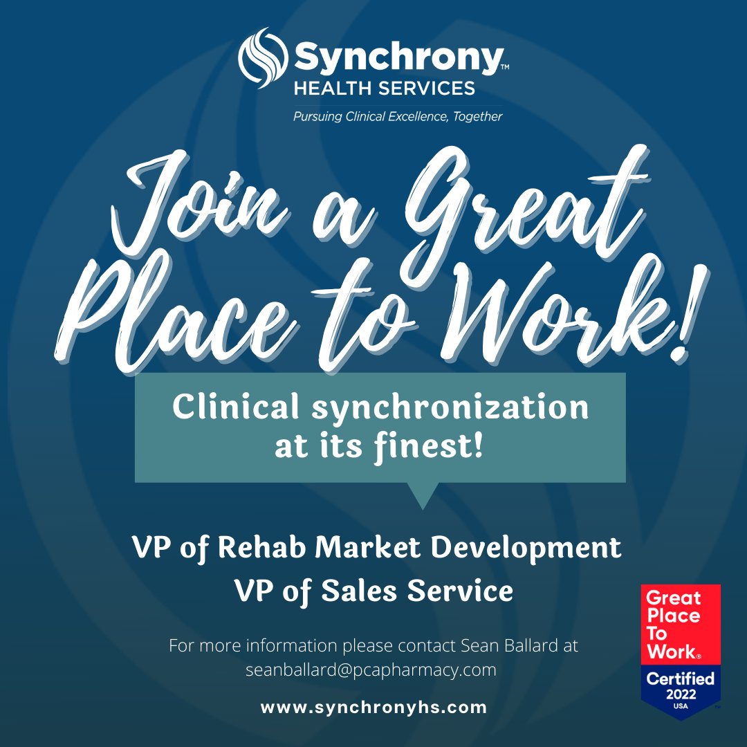 We are excited to be recruiting for 2 VP level sales and business development positions! If you are interested in joining with us on our clinical integration journey, get in sync with <a href="/Synchrony_HS/">Synchrony Health Services</a>!
.... or you could just contact Sean 4 info as indicated below! #HereWeGrowAgain