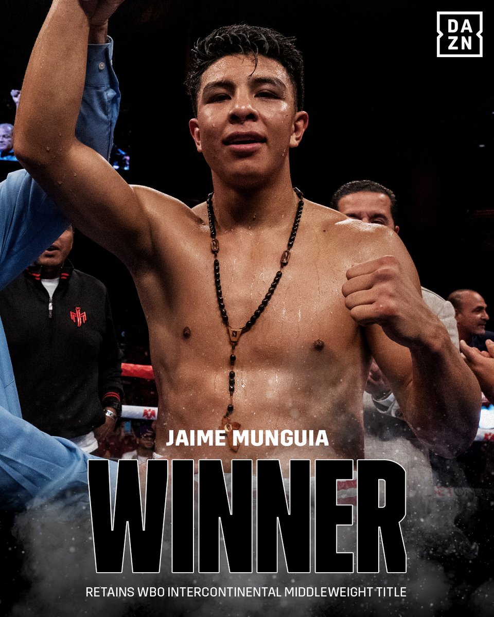 DAZNBoxing's tweet photo. Jaime Munguía wins by 3rd round TKO in his homecoming 👊🇲🇽

#MunguiaBallard https://t.co/ulpKTRldfT