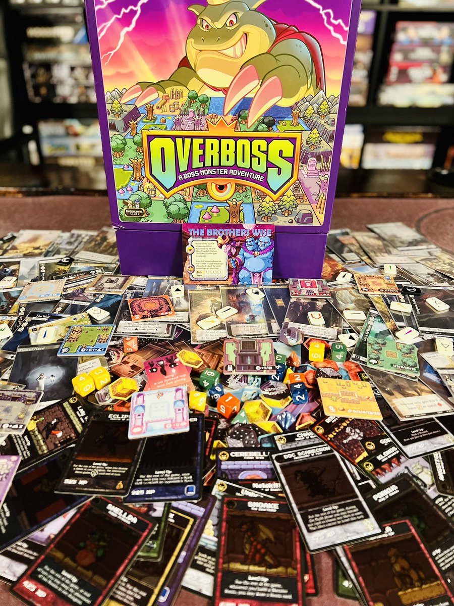 tabletoparcanum's tweet photo. Day 50: Overboss returns to the table as @bwisegames celebrates #overboss month! Showing its domination over the other games, do you recognize them? #beotherwisegames #tiledrafting #gameaday https://t.co/CZI7PHWAAz
