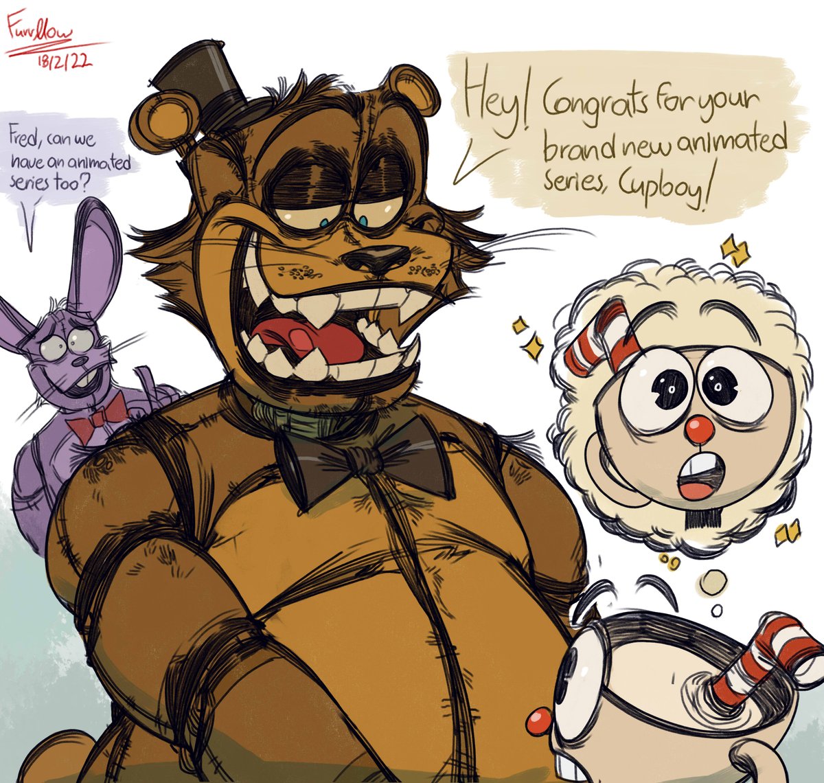 furlnnuah1's tweet photo. From an indie game to another.✨
(Sketch)
#FNAF #freddyfazbear #Cuphead #TheCupheadShow https://t.co/tkxam8p0yZ