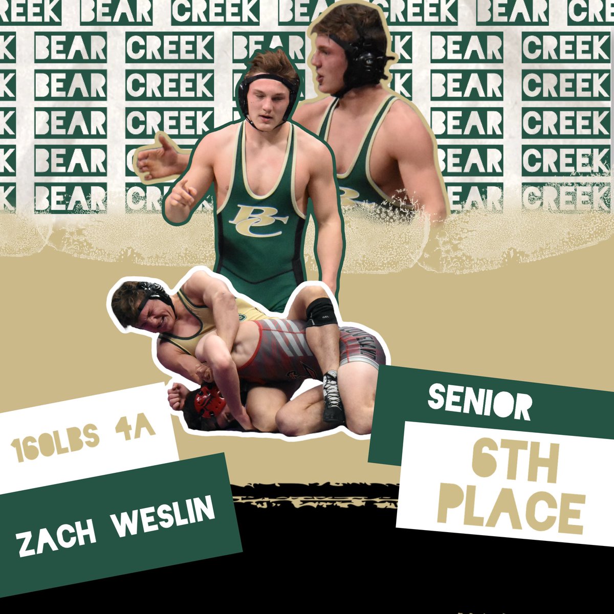 Congratulations! Ryan Segovia (220 LBS) Finishes 4th &amp;
Zach Weslin (160 LBS) Finished 6th (4A) CHSSA Wrestling State Championships.
These young men represented Bear Creek with pride &amp; honor and the Bears are proud of them. 
<a href="/BCHSAthletics1/">BearCreekAthletics</a> 
<a href="/JeffcoAthletics/">Jeffco Athletics</a>
<a href="/CHSAA/">CHSAA</a>