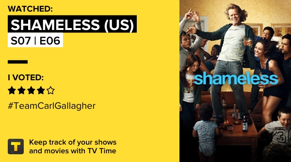 onlytburkhart's tweet photo. I've just watched episode S07 | E06 of Shameless (US)! #shameless  https://t.co/DyjJr1KH8L #tvtime https://t.co/RHPWzqo3Hu