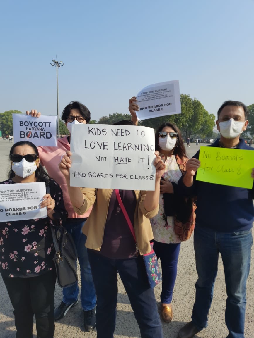 ⁦⁦<a href="/chkanwarpal/">Ch. Kanwar Pal</a>⁩ Minister Sir we are on the street to tell you that it’s not justified to have boards for class 8. Please listen to the parents ⁦<a href="/cmohry/">CMO Haryana</a>⁩ ⁦<a href="/HPSC20/">Haryana Progressive Schools Conference (HPSC)</a>⁩