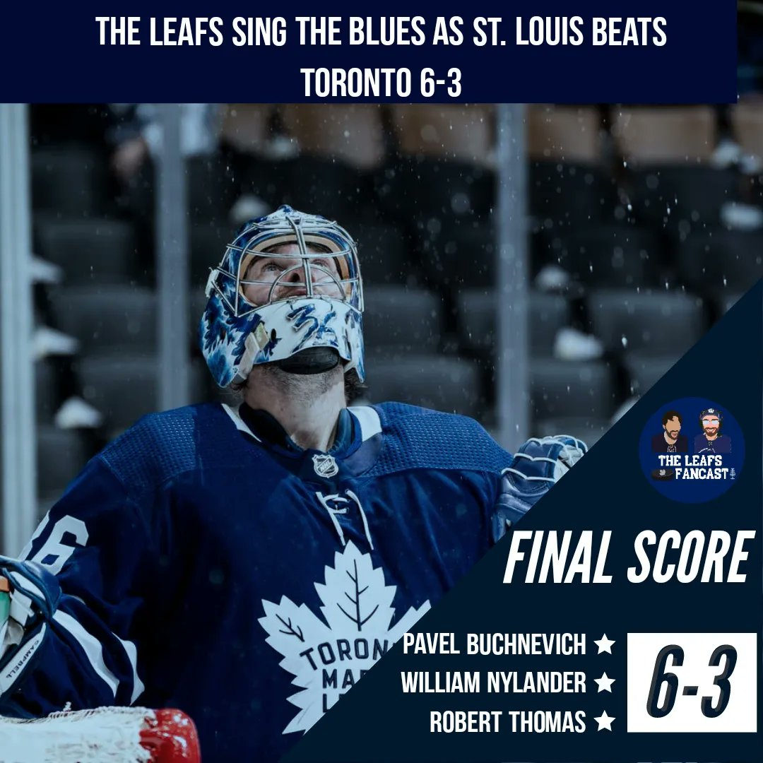 TheLeafsFancast's tweet photo. Maple Leafs Lose!
The Buds drop this one 6-3 if some help from some questionable officiating.
Your 3 Stars of The Game Presented by @MLsocks
⭐ Buchnevich (2G)
⭐⭐ Nylander (2G)
⭐⭐⭐ Thomas (2A)
#NotFanCastic #LeafsForever
#BudsAllDay #tmltalk https://t.co/AvF6AZSmW8