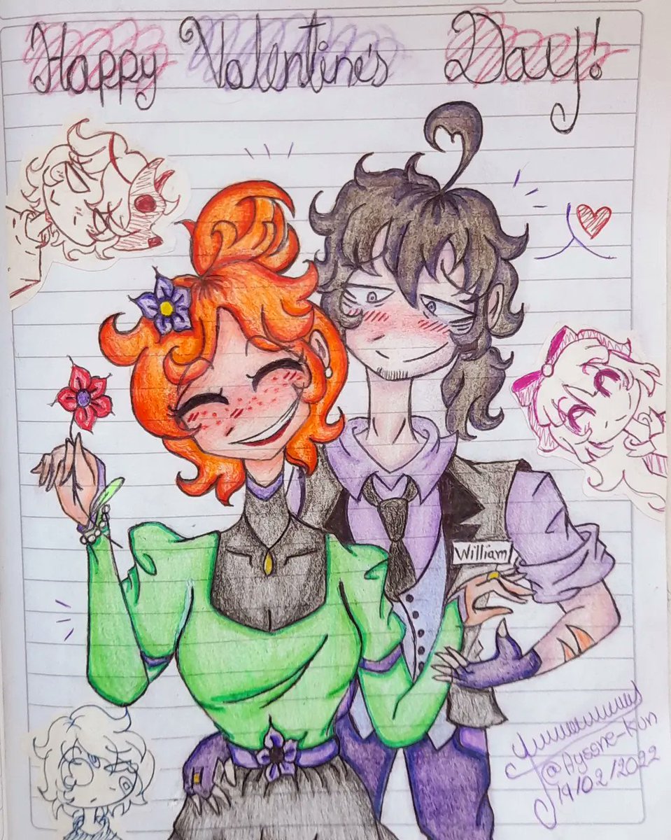 Yne_Loid's tweet photo. 💜_𝑾𝒊𝒍𝒍𝒊𝒂𝒎 𝒙 𝑪𝒍𝒂𝒓𝒂_💚

Happy Valentine's Day! 

Late, but... For love there is no date, right? 💌
.
.
.
.
.
#FNAF #Williamafton #mrsafton #aftonfamily #Sanvalentin2022 #traditionalart https://t.co/J0cA8LhwWC