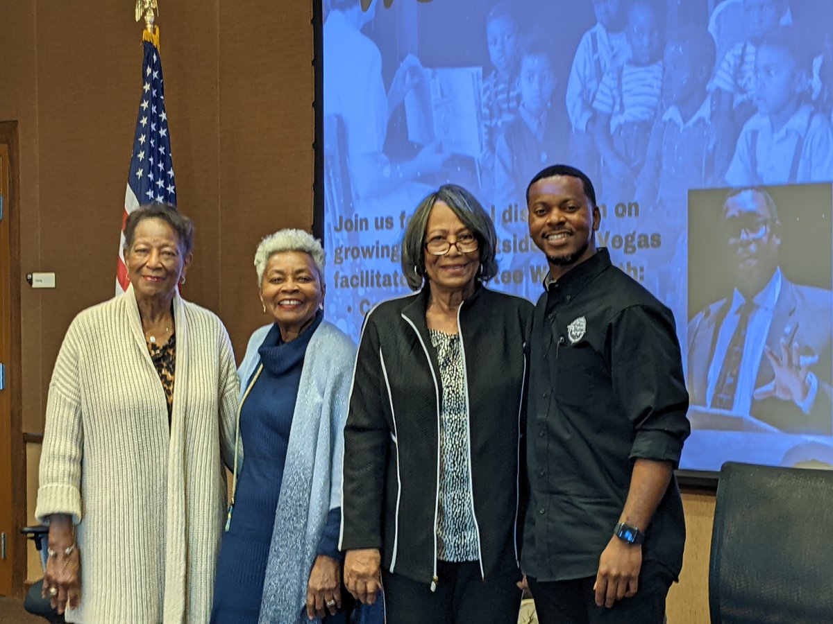 Thank you Claytee White @UNLVMuseum for facilitating the panel discussion with Ida Gaines, Eva Simmons, @CouncilmanCrear & @CommishMcCurdy about the past, present & future of #HistoricWestside, with introductions by Carmen Beals.
Celebrating #BlackHistoryMonth at the museum!