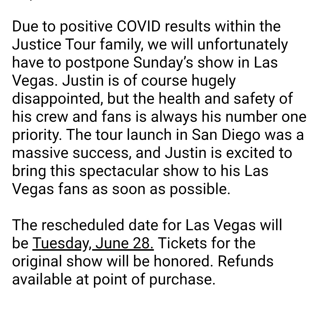 Justin Bieber reschedules San Diego concert for 2022