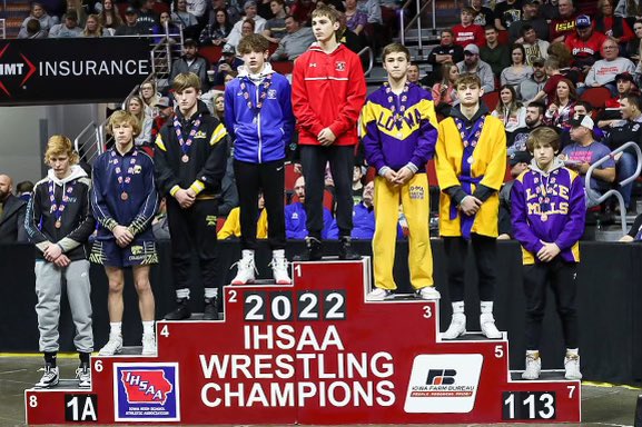IAwrestle's tweet photo. 113lbs Awards Stand #IAhswr https://t.co/JvjZp6xQ8f