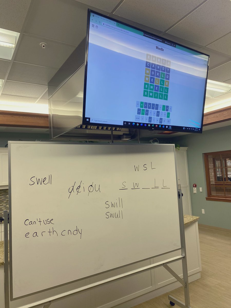 MrsLauraAbel's tweet image. Played #wordle at the retirement home today! The residents loved it just as much as the students in my class 🙂 I can’t wait to tell them all about it on Tuesday! #wordfun #programplanning #retirementliving #connections