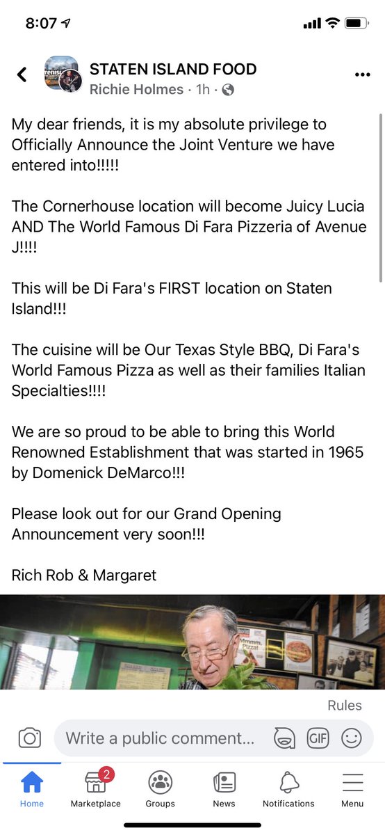 thewelderchris's tweet photo. Di Fara’s Pizza coming to Staten Island ! Might have to get @stoolpresidente out for a rating #OneBiteEverybodyKnowsTheRules @difara https://t.co/c3OsoI3HpR