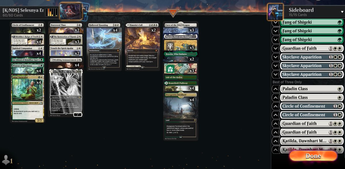 Ausi1983's tweet photo. #MTGNeon #MTGArena #StandardMetagameChallenge
@fireshoes

From Friday until Monday i will share 8 run (almost 2 per days)

Shot  4 of 8 made very very good 6 Wins with Selesnya Enchantress. 4000 Golds and 20 Boosters is good (better 7 wins obv.)

Love this Standard. Very Fun https://t.co/zDp1M4lTrL