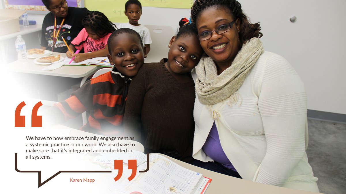 "#FamilyEngagement is a main ingredient to student's success." - Karen Mapp