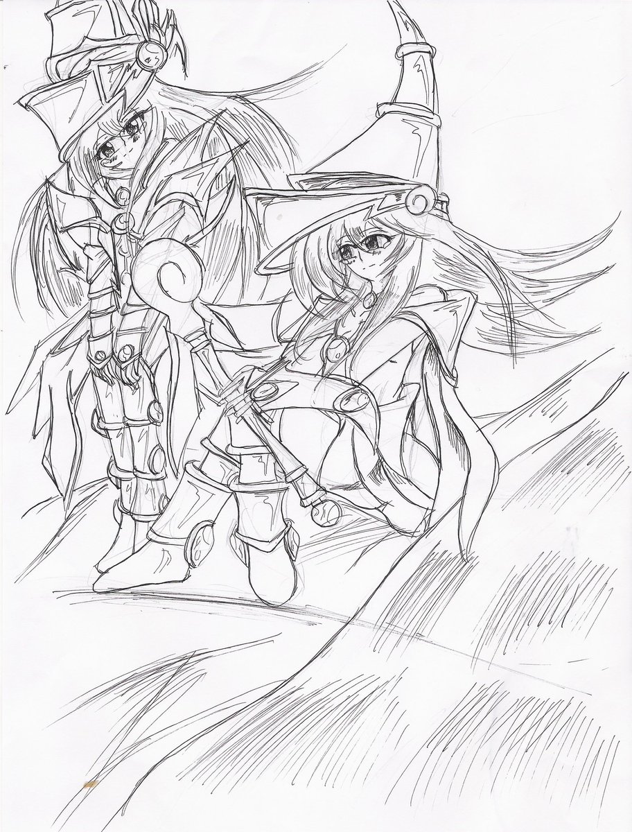 Its a little comparation
i found a draw i made on 2006 and of my lastest full art on 2022 
the road is soo hard but never give up for continues grown on own art

pd: i need remade the art of dark magician girl and magician valkyria 