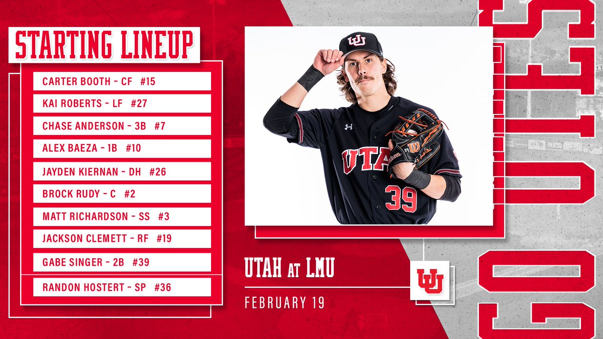 Starting 9️⃣ for the middle game

📍 Page Stadium
⌚ 7 PM MT
💻 wccsports.com/watch/?sid=478…
📊 stats.statbroadcast.com/statmonitr/?id…

#GoUtes