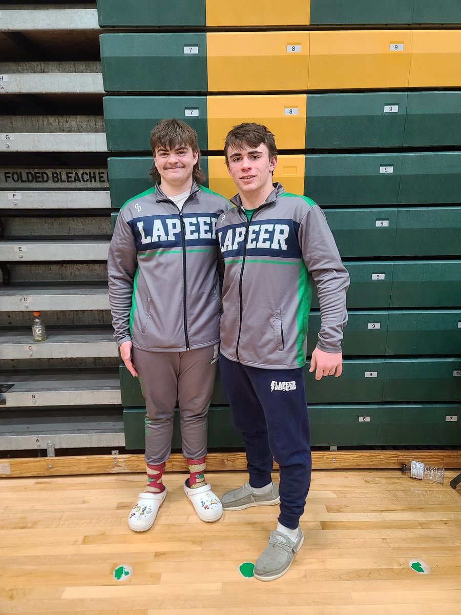 LapeerWrestling's tweet photo. For the first time since 2016 Lapeer High School has qualified more than 1 wrestler for the state finals. It is the first time a Lapeer wrestler has qualified since 2018. Congrats Matthew Bollman and Colton Turk on a great tournament! On to Ford Field! https://t.co/VOr98M18aD