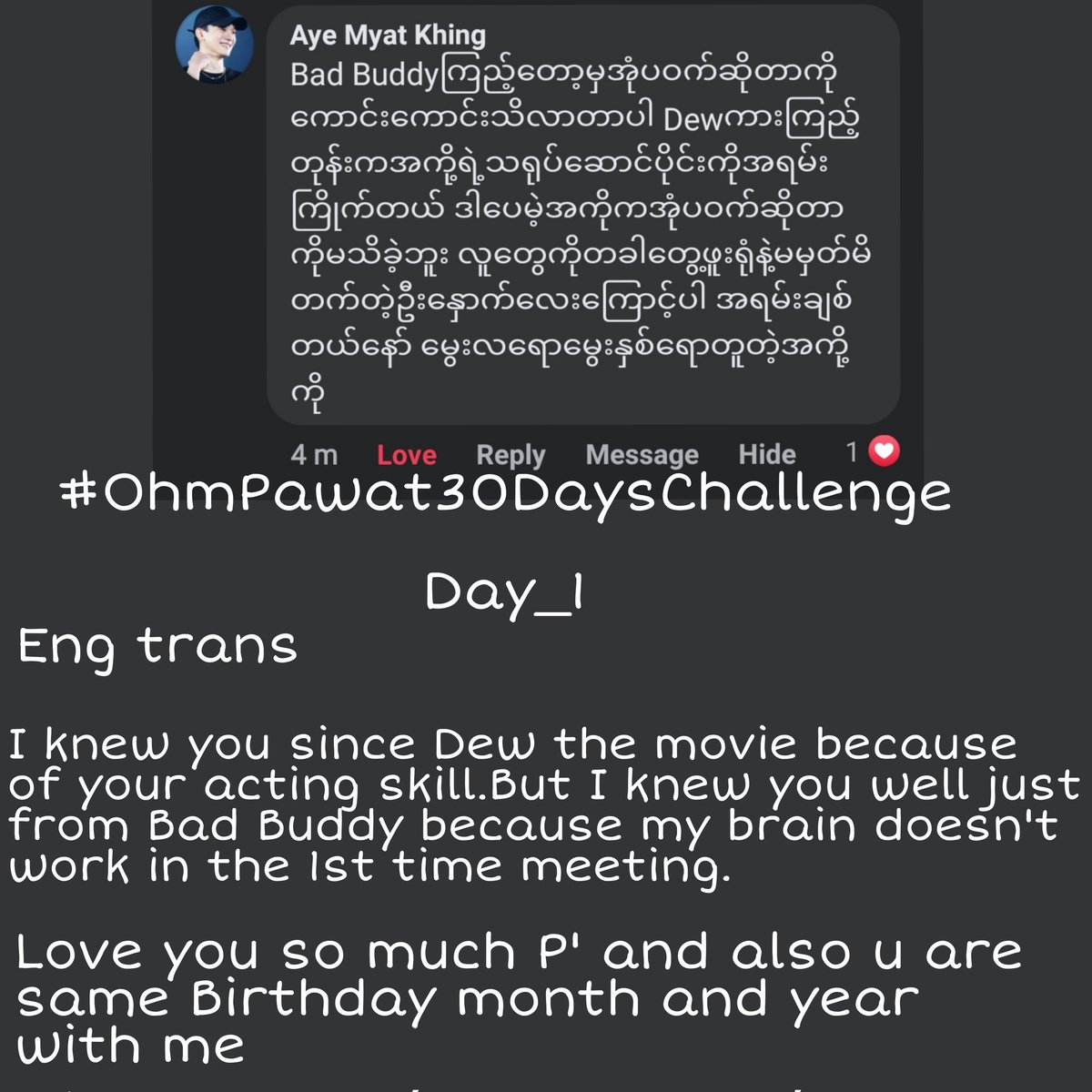 EternalOhmnanon's tweet photo. #OhmPawat30DaysChallenge 
Day_1
First time knowing Ohm Pawat
//Part 1//

These are some Myanmar fans who would like to tell about our Ohm💚.They doesn't used twitter. So I translated their comments from our Facebook page.I wish that will see Ohm pls🙏🏼

#ohmpawat @ohmpawatt https://t.co/nj6dz1WE5B