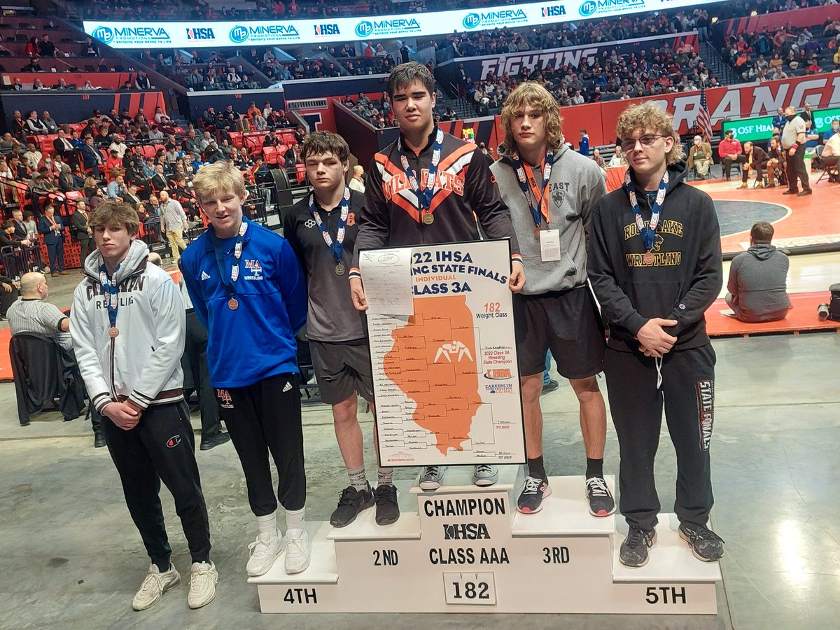 Great year Dominic Thebeau 182 lbs IHSA 3rd place, All State Wrestler!