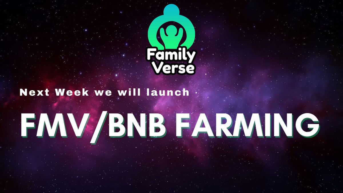 FamilyVerse_'s tweet photo. Our FMV/BNB farming will be launching next week 🔥

Keep an eye out for that announcement!
#Metaverse #FMV #P2E #farming https://t.co/uf2P23zy14