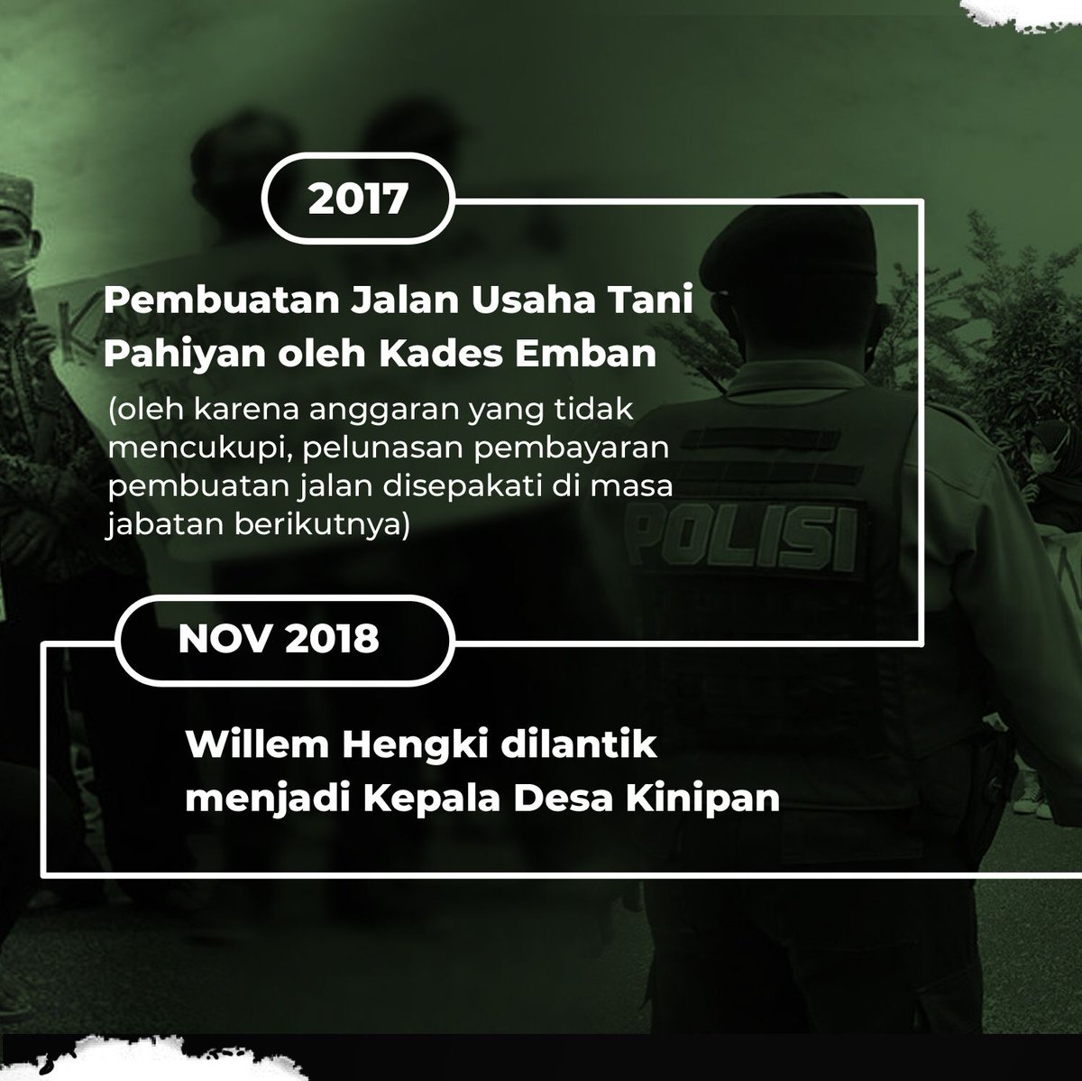 Jaga_Rimba's tweet photo. Penahanan terhadap Kades Kinipan Willem Hengki merupakan upaya kriminalisasi dan pelemahan perjuangan Masyarakat Adat Laman Kinipan yang hingga hari ini masih terus lantang menyuarakan penolakan terhadap investasi sawit PT SML di hutan adat mereka. https://t.co/NZSyyBtZ1i