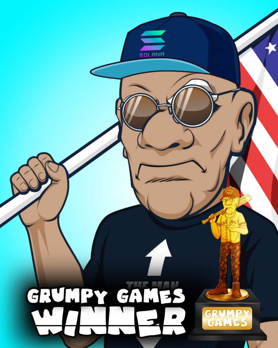 This weeks winner of #GrumpyGames has been chosen by the people!  And the winner is.... <a href="/DominicVenella/">Dominic Venella</a> ⚔️ 

Congratulations on winning 1 SOL + 1x FREE Grumpy Grandpa's #NFT 🎉   

Round 4 begins Monday Feb. 21st 🥊

STAY GRUMPY! 👴

#SOL #Giveaway #SolanaNFTs