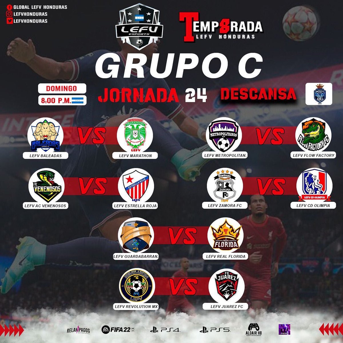 LefvHonduras's tweet photo. JORNADAS!!!

📆 Domingo, 20 de febrero 
🕙 8:00 p.m 🇭🇳
Muchos éxitos a todos los equipos‼️

 #gaming #gamer #ps4 #game #games #videogames #fortnite #playstation #pc #xbox #instagaming #instagamer #instagood #instagame #gamers #xboxone #spain #playstation4 #esports #gamestagram https://t.co/vzVTx2Ntft