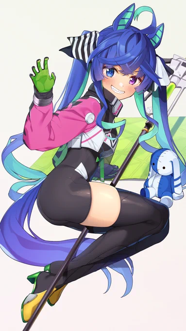 2022のレーシングミクがあまりにもえっちだったのでツインターボに着せてみました🙂
#ウマ娘 