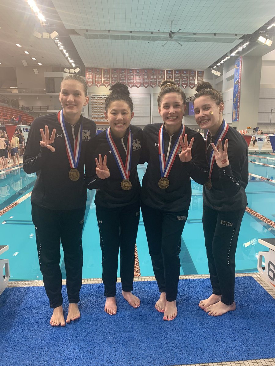 mhstigerswim's tweet photo. Congratulations Elise Clift, Gracie Walker, Natalie Do, and Katie Walker, your UIL 6A Bronze Medalists in the 400 Freestyle Relay! @MHSAmbush @MISDathletics @principaldowd https://t.co/IEqBLcV85v