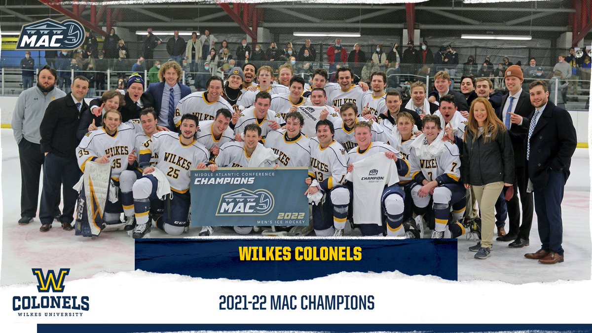 WilkesColonels's tweet photo. #WilkesMIH claims its second MAC Championship after a 3-1 win over Stevenson! #EarnYourRank https://t.co/Sx2gaahYY9