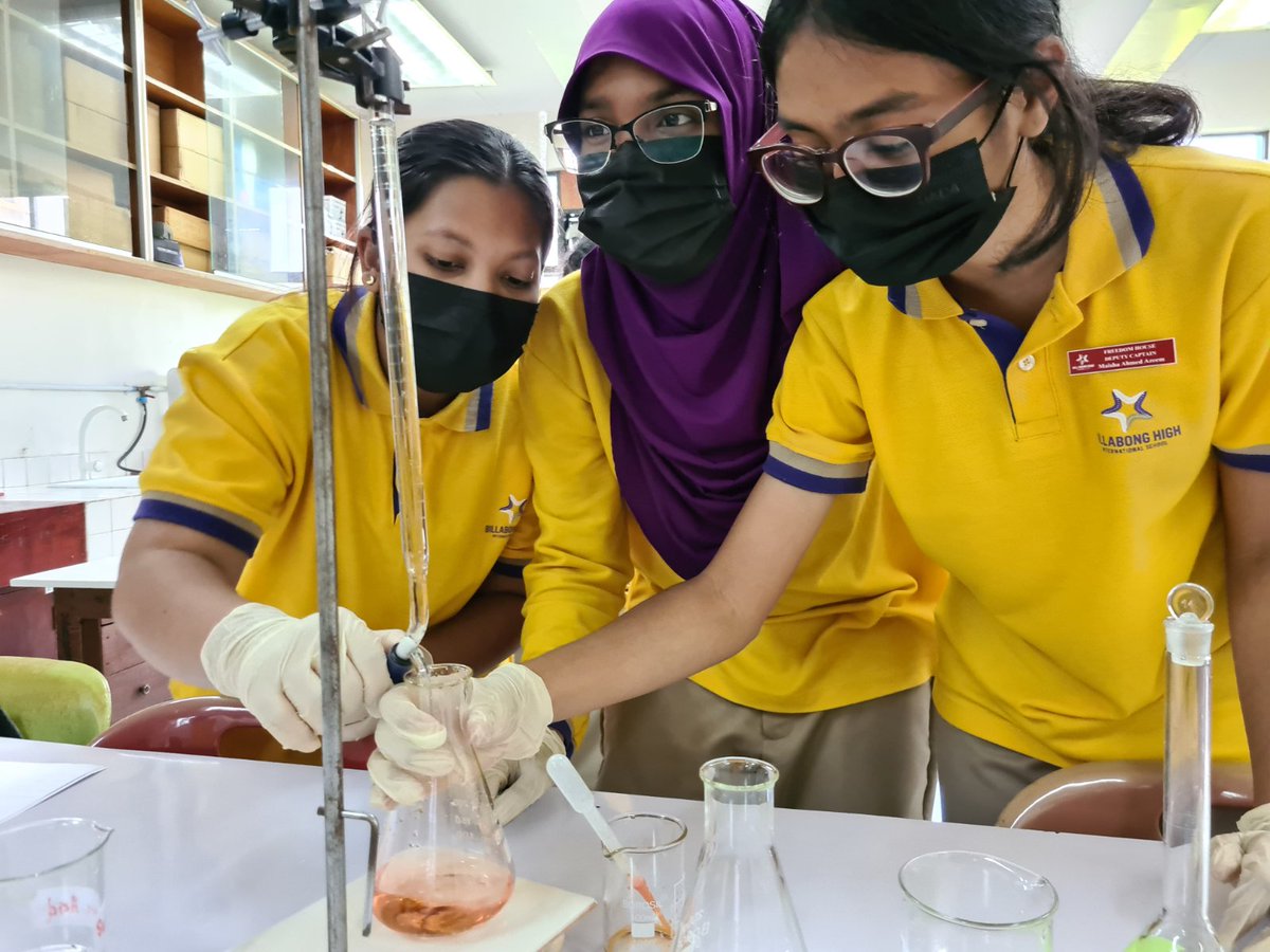 “A child best learns to swim by getting into water; likewise, a child best learns science by doing science” (Rillero, 1994, p.1)
Grade 9 students learning to do Titration.