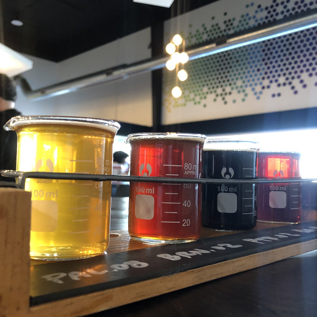 drinkswithdarin's tweet photo. Flight @deltabeerlab for their 3rd anniversary followed by a flight @StarkweatherBC. Not a bad day. https://t.co/IdG4Do53CC