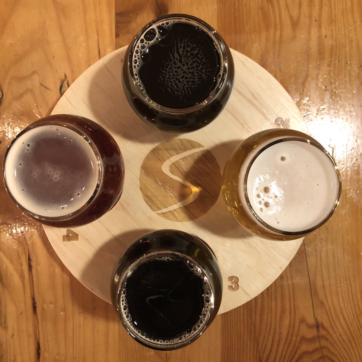drinkswithdarin's tweet photo. Flight @deltabeerlab for their 3rd anniversary followed by a flight @StarkweatherBC. Not a bad day. https://t.co/IdG4Do53CC