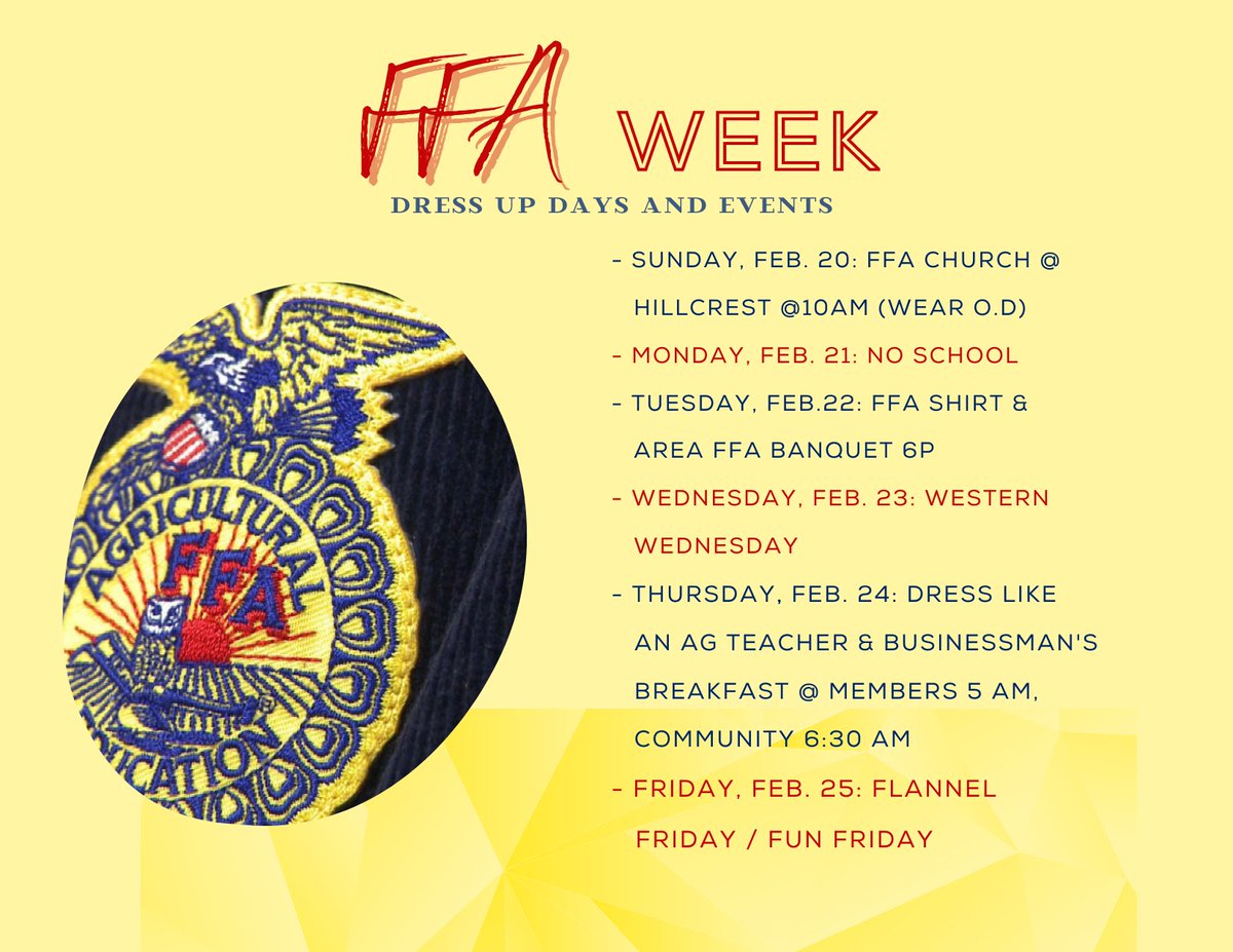 Tomorrow kicks off National FFA Week! Be sure to join in on the fun!