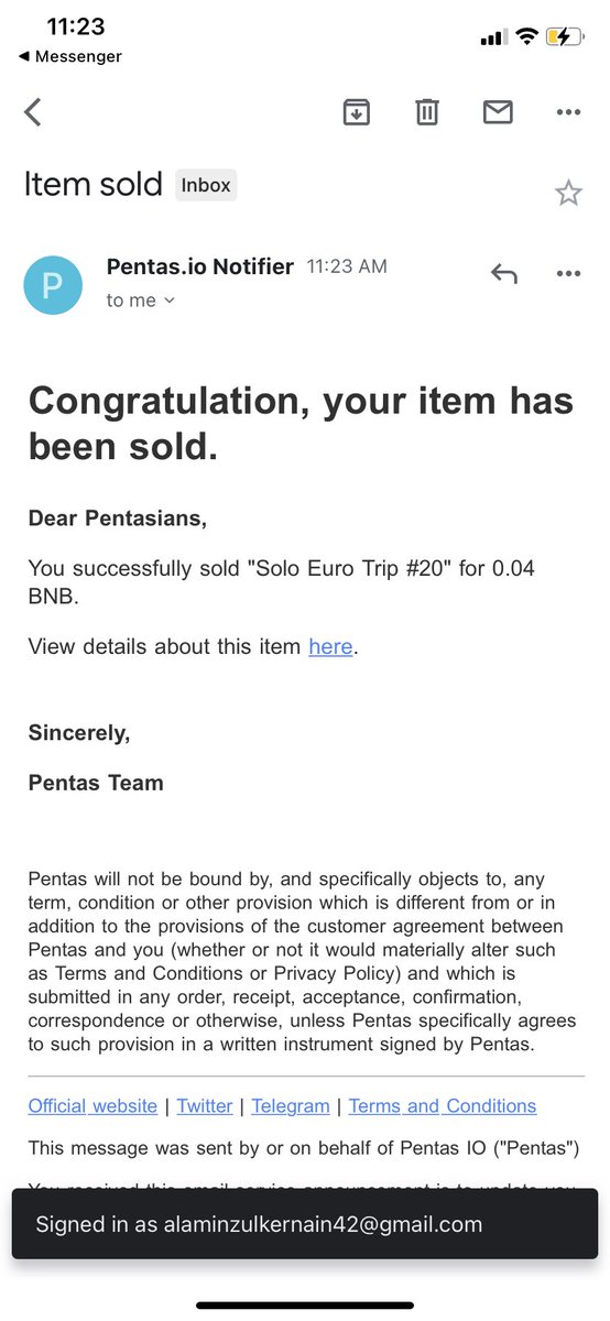 Alhamdulillah, first time item sold 🎉🎊😀 Terbaik NFT #PentasianSupportPentasian