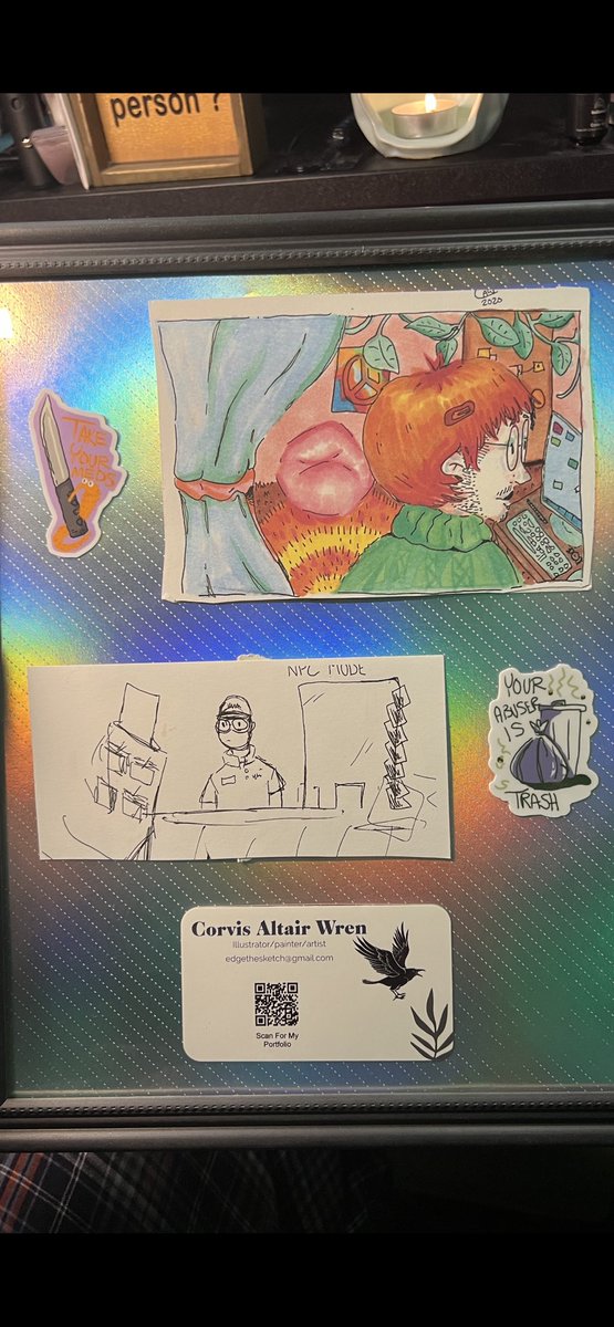 FunAlleyCat's tweet photo. OKAY. I absolutely ADORE these stickers. But “NPC mode” is just a BIG mood.

Also a BIGBIGBIG Thank you to @edgethesketch for this artwork!! I’m going to cherish it forever 🖤🖤🖤 https://t.co/fPFT3ktU9h