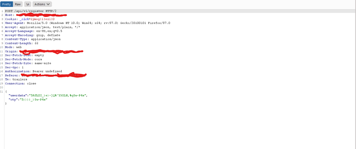 AnonY0gi's tweet photo. So in this target, whenever I intercept any request which has an input like email ,otp ,in the request i see it's getting some weird encoding ,anyone know what is this and what can i possible do here , @remonsec @R0X4R @ADITYASHENDE17 @theXSSrat #bugbounty #bughelp https://t.co/vKs2wj6RgM