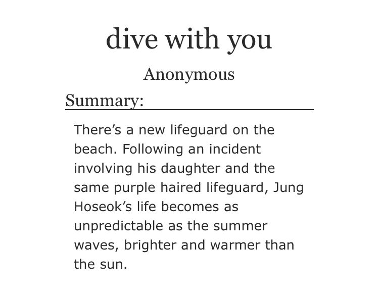 BTSDILFFEST's tweet photo. 🍒dive with you | ongoing | 12.2k

➖pairing: jungkook &amp; hoseok
➖tags: DILF jung hoseok, lifeguard jeon jungkook, slice of life, strangers to lovers, fluff, humor, slow burn and more;
✅no archive warnings apply

🔗https://t.co/pAdJATMXBn https://t.co/wp39ZWAiZJ