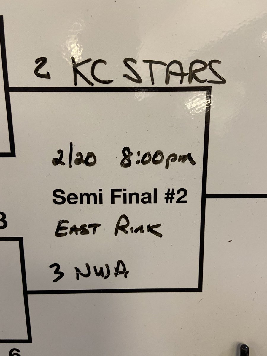 Varsity Semifinal is set for Sunday 2/20 8pm. <a href="/KCStarsHockey/">KC Stars Hockey</a> vs <a href="/NWAHockey/">NWA Hockey</a>