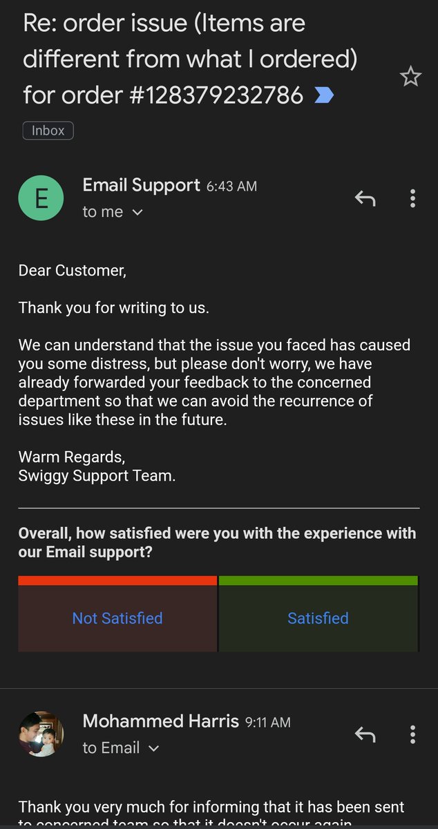 MohammedHarisK8's tweet photo. @SwiggyCares Woohhhooo received a complete nonsense email. Never expected this!!!!! https://t.co/Hx19o1V5Nu