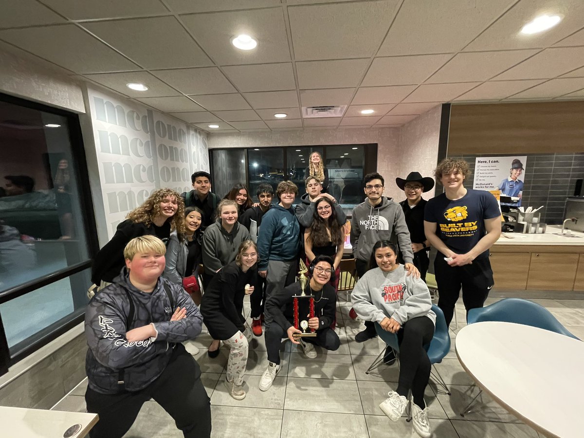 ChoirStorm's tweet photo. These Tornadoes are celebrating their first place trophy in 4A at “Shake the Lakes” Vocal Jazz Competition today! Special shout out to Elizabeth Tapia Banuelos for earning the one and only Outstanding Female Soloist Award of the entire contest. #Tornadostrong https://t.co/mnmiv9fDGe