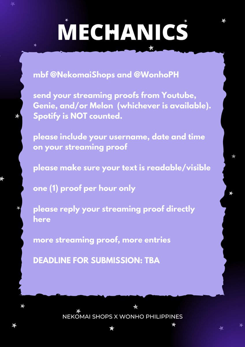 NekomaiShops's tweet photo. WONHO OBSESSION ALBUM GIVEAWAY | PH ONLY ๐ต๐ญ #NKMS_GA
Sponsors: NKMS x WHPH Team
See attached photos for mechanics. You may reply on this tweet to create your streaming thread.
Deadline of Submission and Announcement of Winners: TBA
Happy streaming! ๐ค๐ https://t.co/JjSCyKn5nz