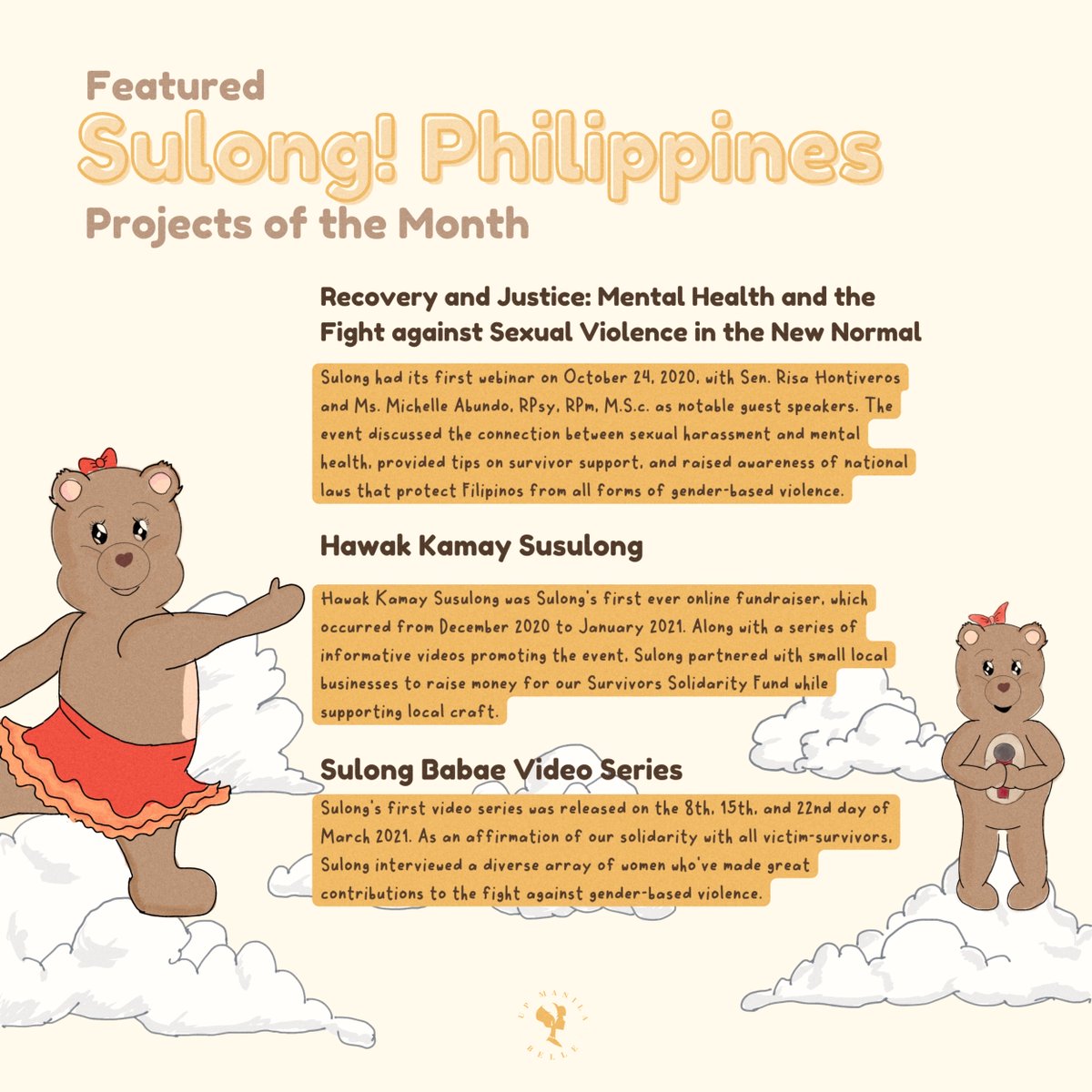 upmanilabelle's tweet photo. Celebrate 11 years of HEART with us! ๐ฅณ๐
To mark this milestone, UP Manila Bele presents Her Safe Space ๐ค, a donation drive, in partnership with Sulong! Philippines. Learn more about our chosen beneficiary below! ๐
#OneBelle #Alleviate2022 #A11eviate #HerSafeSpace #SulongPH https://t.co/DoFiHmJ4iJ